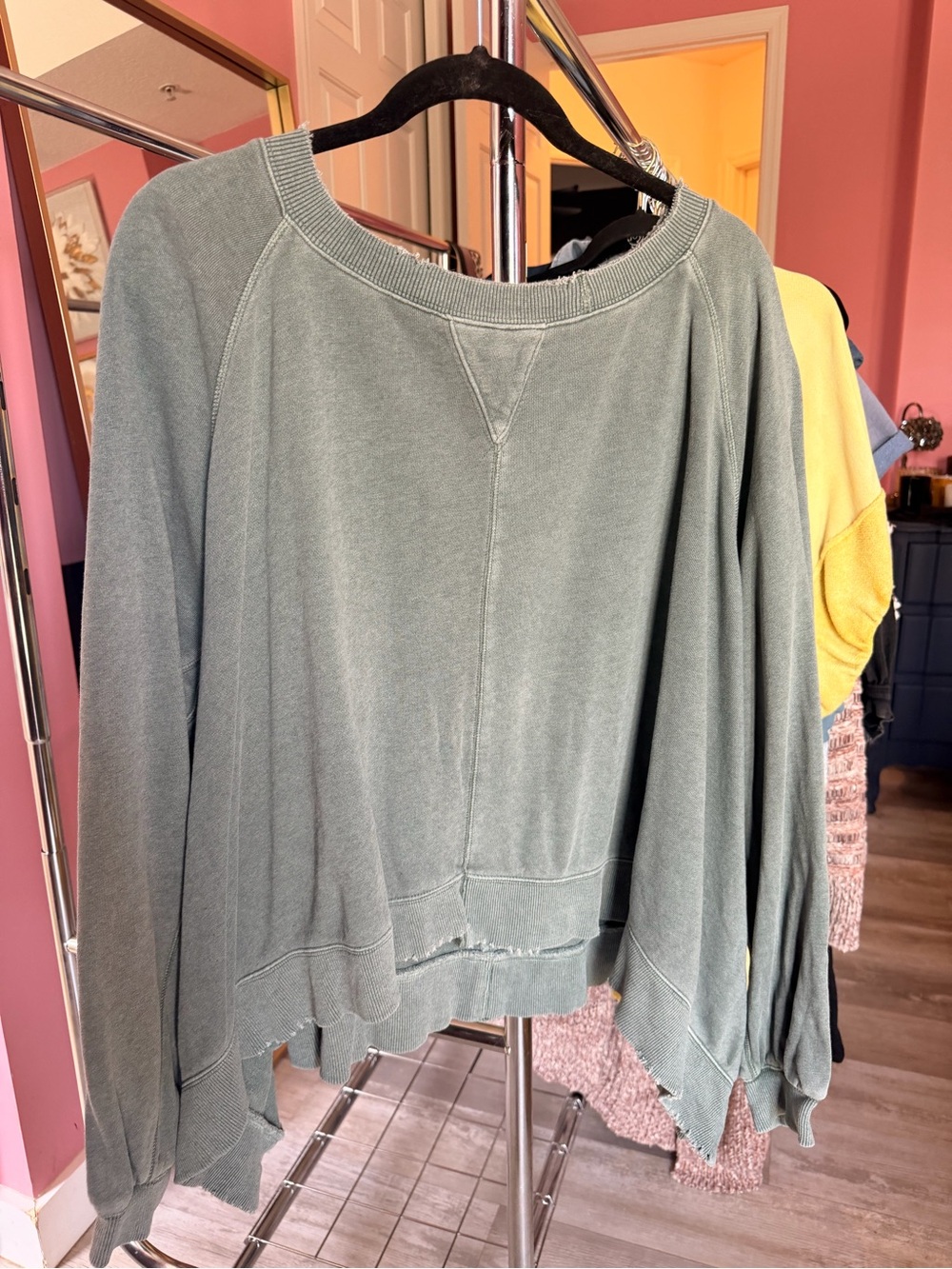 Free People Green Crewneck Pullover